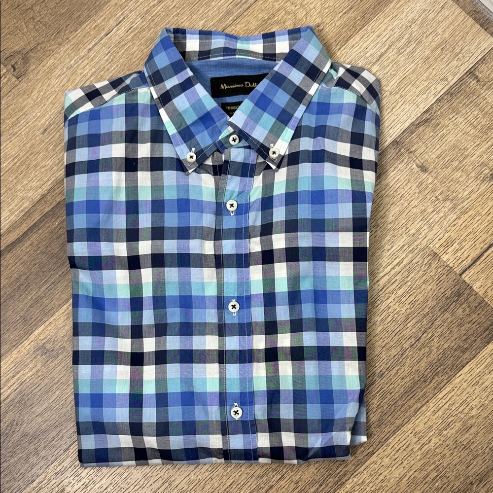 Massimo Dutti Multicolor Plaid Men's Shirt Size L